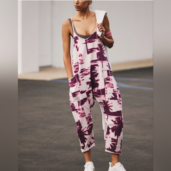 FP Movement by Free People Pants - FP Movement Hot Shot Printed Onesie/Palm Beach Pink Combo